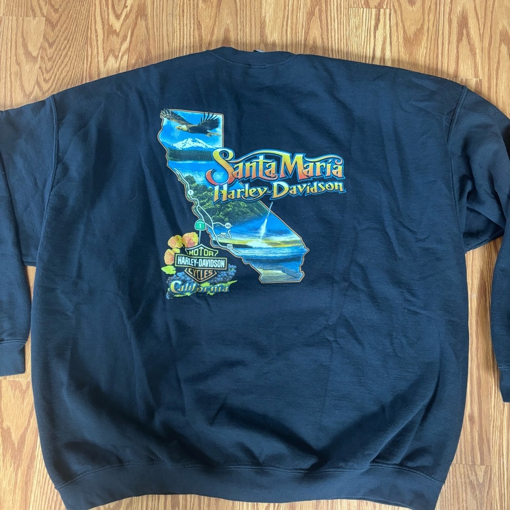 Harley-Davidson Motorcyles Santa Maria California Black Orange Sweatshirt Sz 3XL - Picture 6 of 7